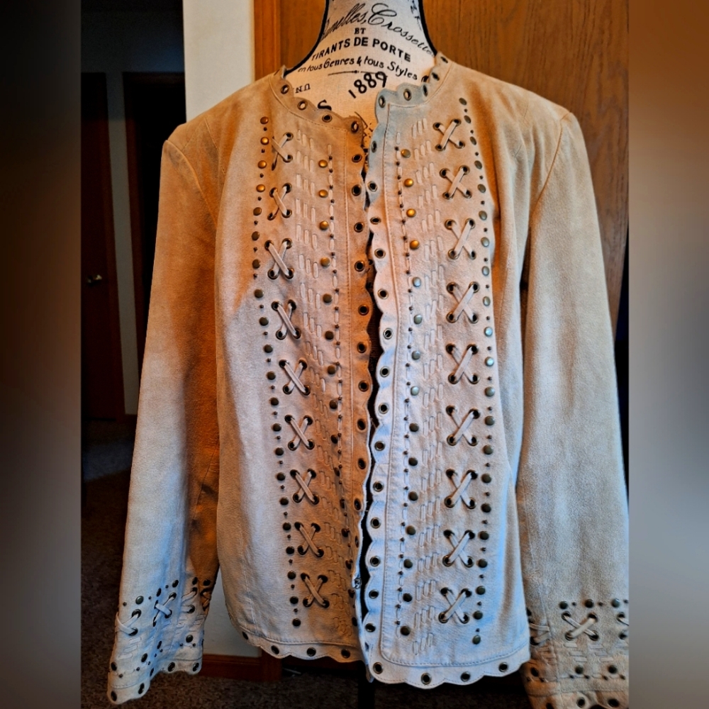 Chicos Leather Suede Jacket Size 2